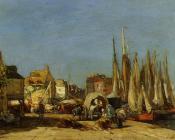 尤金布丹 - Honfleur, the Quarantine Dock and the Cattle Market